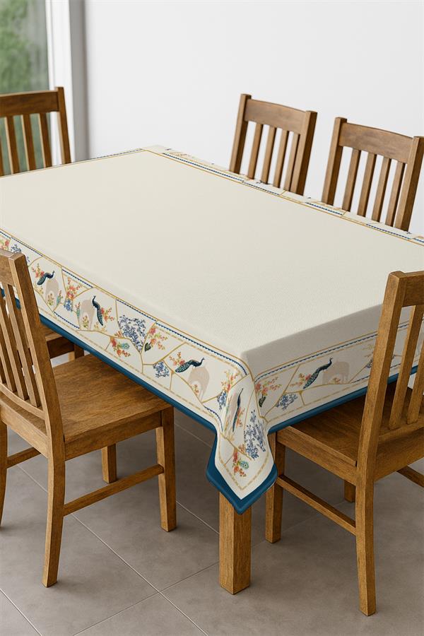 Dijital Baskı Pamuklu Keten Kumaş 150x200cm Masa Örtüsü - Runner Hediyeli MSRT007