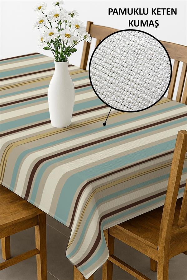 Dijital Baskı Pamuklu Keten Kumaş 150x200cm Masa Örtüsü - Runner Hediyeli MSRT012