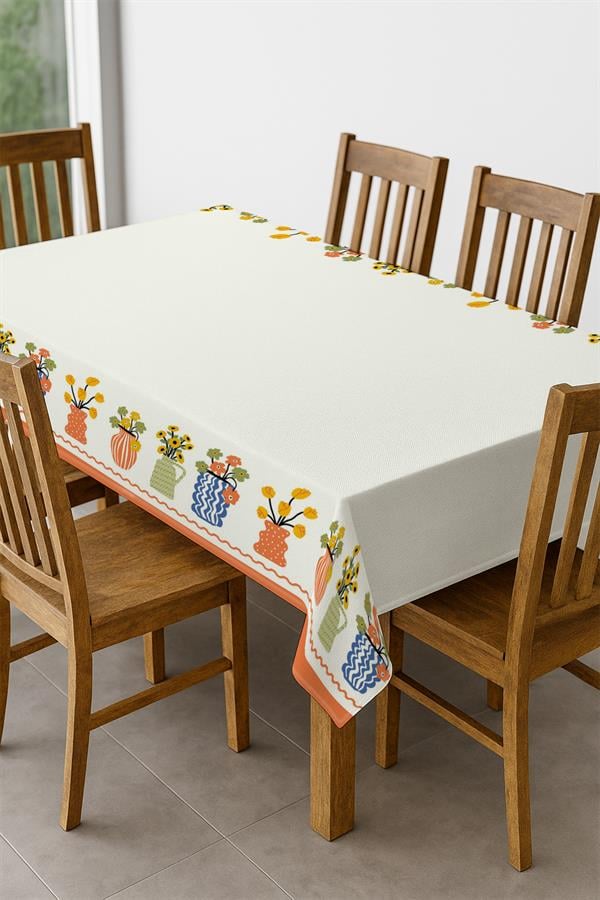Dijital Baskı Pamuklu Keten Kumaş 150x200cm Masa Örtüsü - Runner Hediyeli MSRT006