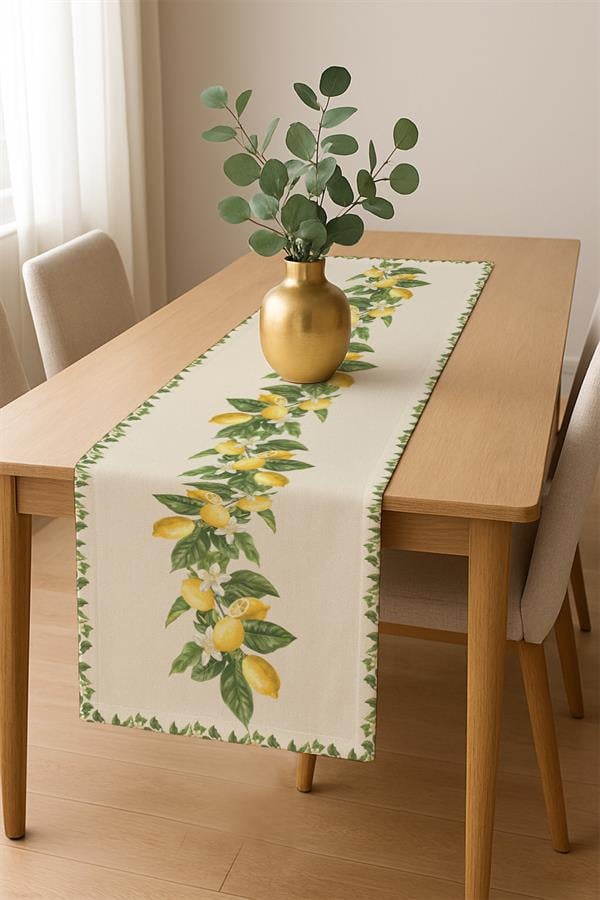 Dijital Baskı Pamuklu Keten Kumaş 150x200cm Masa Örtüsü - Runner Hediyeli MSRT001