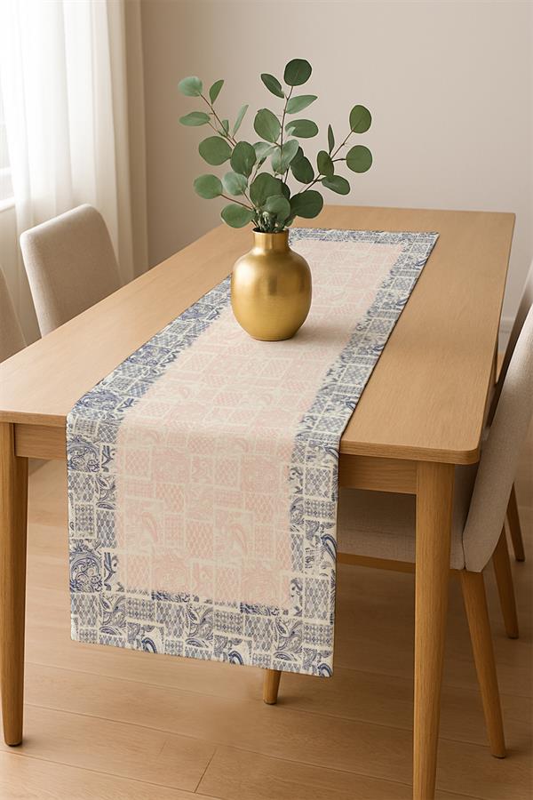 Dijital Baskı Pamuklu Keten Kumaş 150x200cm Masa Örtüsü - Runner Hediyeli MSRT003