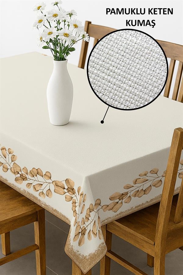 Dijital Baskı Pamuklu Keten Kumaş 150x200cm Masa Örtüsü - Runner Hediyeli MSRT004