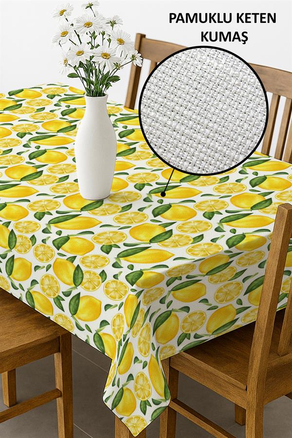 Dijital Baskı Pamuklu Keten Kumaş 150x200cm Masa Örtüsü - Runner Hediyeli MSRT008
