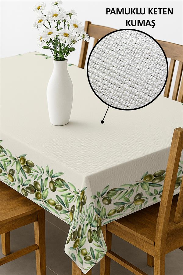 Dijital Baskı Pamuklu Keten Kumaş 150x200cm Masa Örtüsü - Runner Hediyeli MSRT010