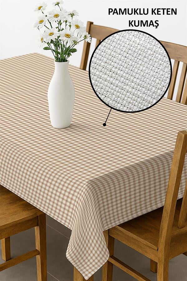 Dijital Baskı Pamuklu Keten Kumaş 150x200cm Masa Örtüsü - Runner Hediyeli MSRT015