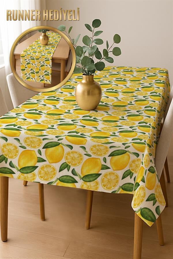 Dijital Baskı Pamuklu Keten Kumaş 150x200cm Masa Örtüsü - Runner Hediyeli MSRT008