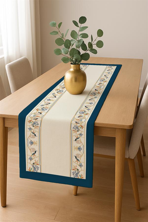 Dijital Baskı Pamuklu Keten Kumaş 150x200cm Masa Örtüsü - Runner Hediyeli MSRT007