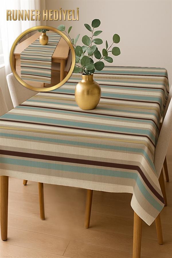 Dijital Baskı Pamuklu Keten Kumaş 150x200cm Masa Örtüsü - Runner Hediyeli MSRT012