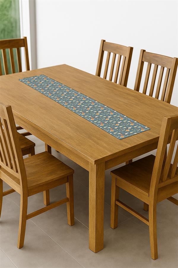 Dijital Baskı Pamuklu Keten Kumaş 150x200cm Masa Örtüsü - Runner Hediyeli MSRT013