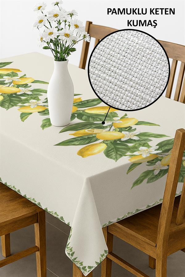 Dijital Baskı Pamuklu Keten Kumaş 150x200cm Masa Örtüsü - Runner Hediyeli MSRT001