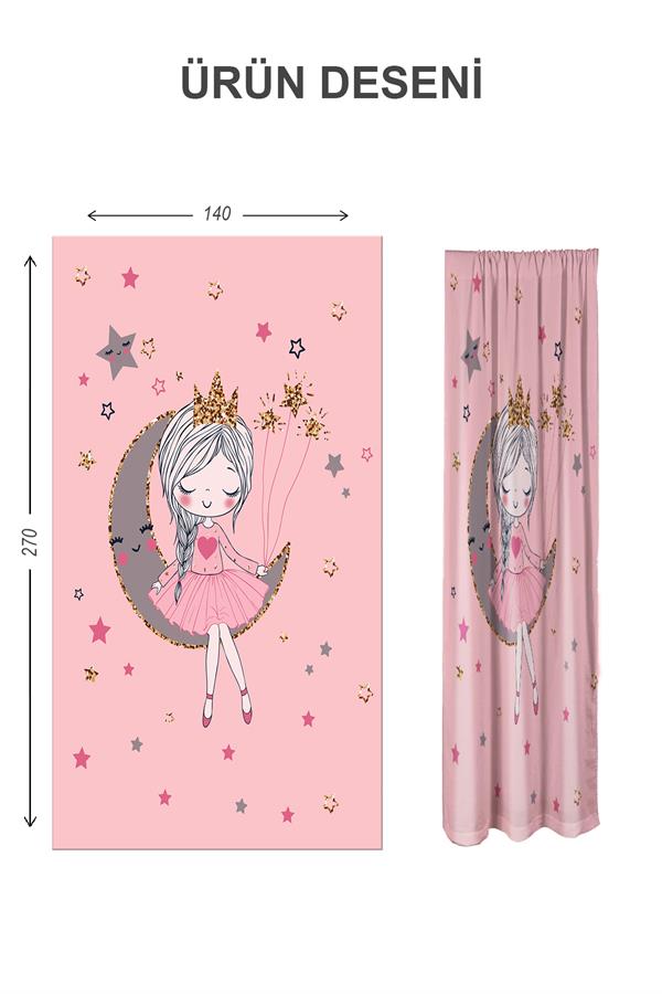 Dijital Baskı Yıkanabilir Aykız Desenli 2 Kanat Bebek ve Çocuk Odası Fon Perdesi
