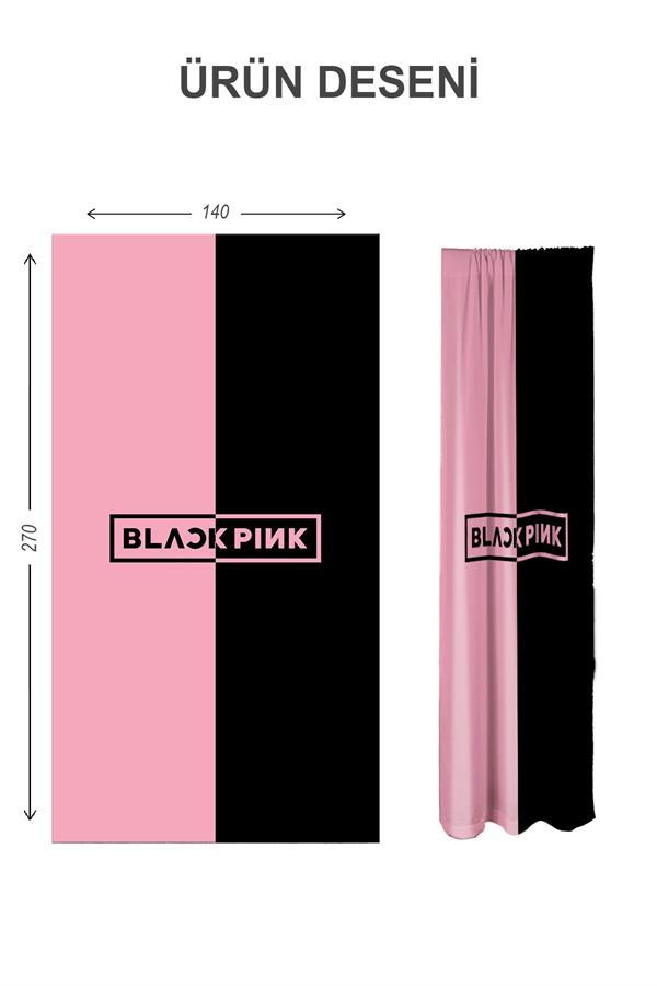 Dijital Baskı Yıkanabilir Blackpink Desenli 2 Kanat Bebek ve Çocuk Odası Fon Perdesi