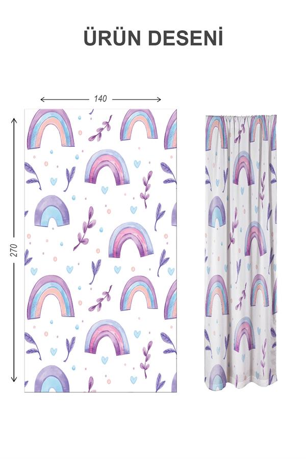 Dijital Baskı Yıkanabilir Dekoratif Modern Desenli 2 Kanat Bebek ve Çocuk Odası Fon Perdesi RB05