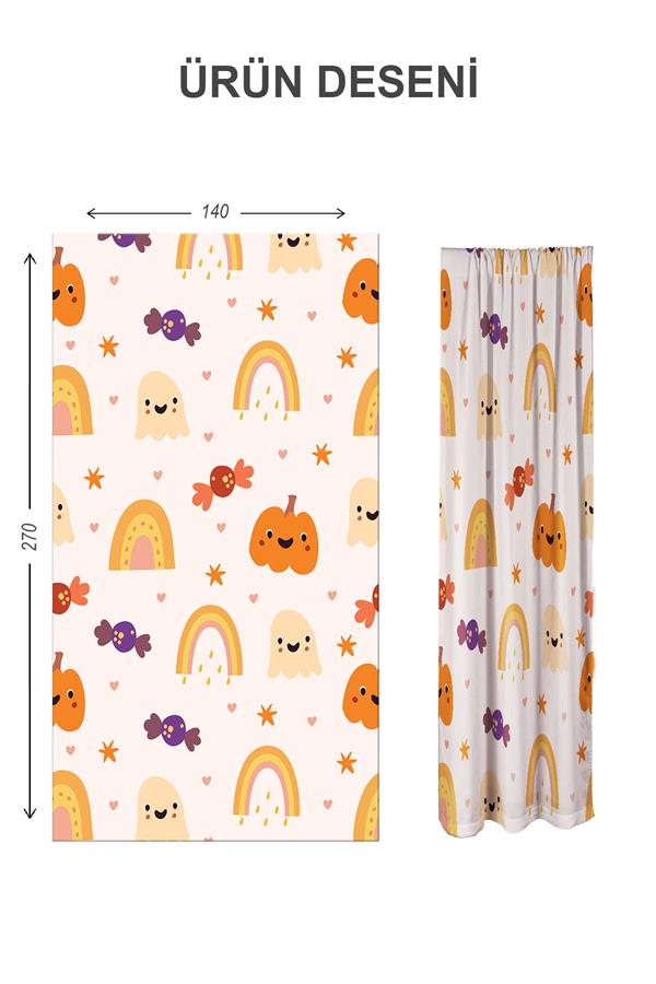 Dijital Baskı Yıkanabilir Dekoratif Modern Desenli 2 Kanat Bebek ve Çocuk Odası Fon Perdesi RB02