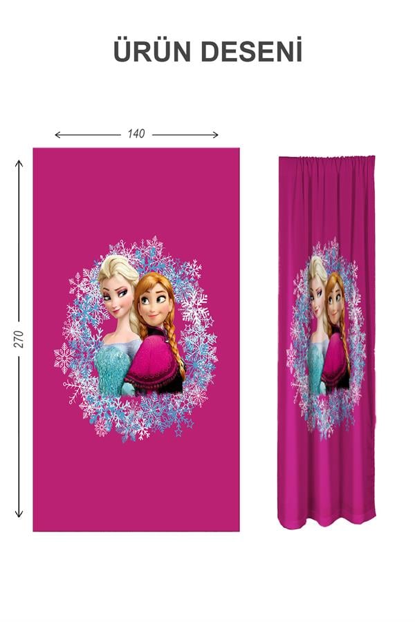 Dijital Baskı Yıkanabilir Elsa Desenli 2 Kanat Bebek ve Çocuk Odası Fon Perdesi