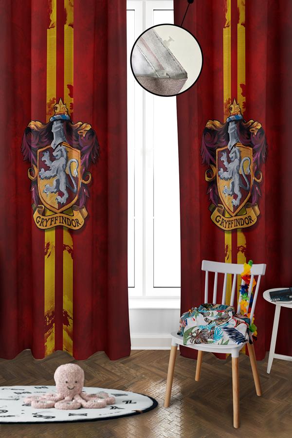 Dijital Baskı Yıkanabilir Harry Potter Desenli 2 Kanat Bebek ve Çocuk Odası Fon Perdesi