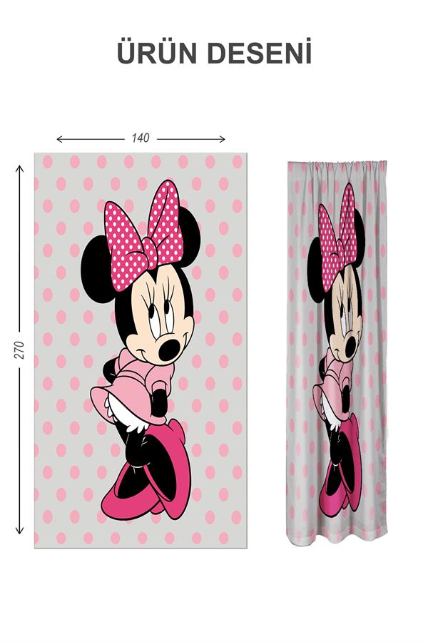 Dijital Baskı Yıkanabilir Mickey Desenli 2 Kanat Bebek ve Çocuk Odası Fon Perdesi