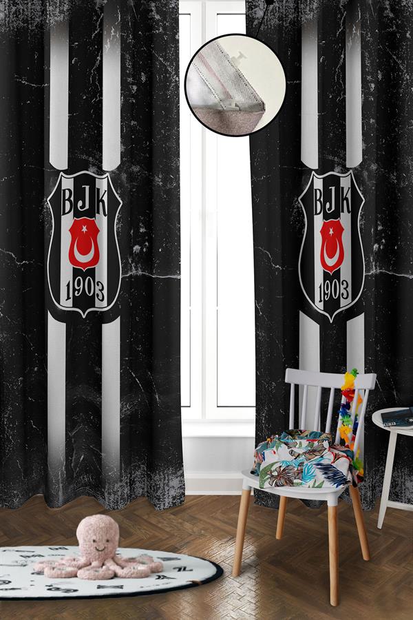 Dijital Baskı Yıkanabilir Modern Desenli 2 Kanat Bebek ve Çocuk Odası Fon Perdesi