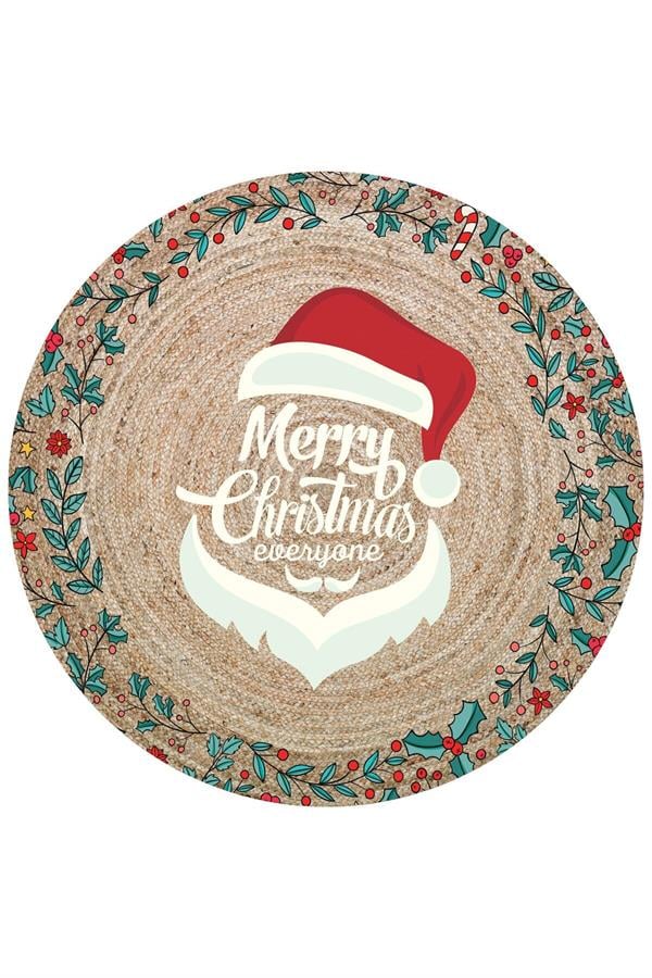 Dijital Baskılı Kaymaz Taban Happy New Year Yazılı Dekoratif Yılbaşı Halısı