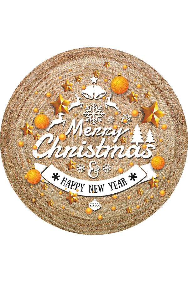 Dijital Baskılı Kaymaz Taban Merry Christmas Yazılı Yılbaşı Halısı