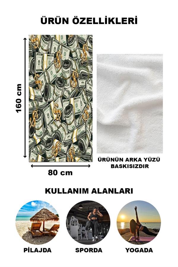 Dolar Desenli Plaj Deniz Havlusu Peştemal 80x160 CM NRM10
