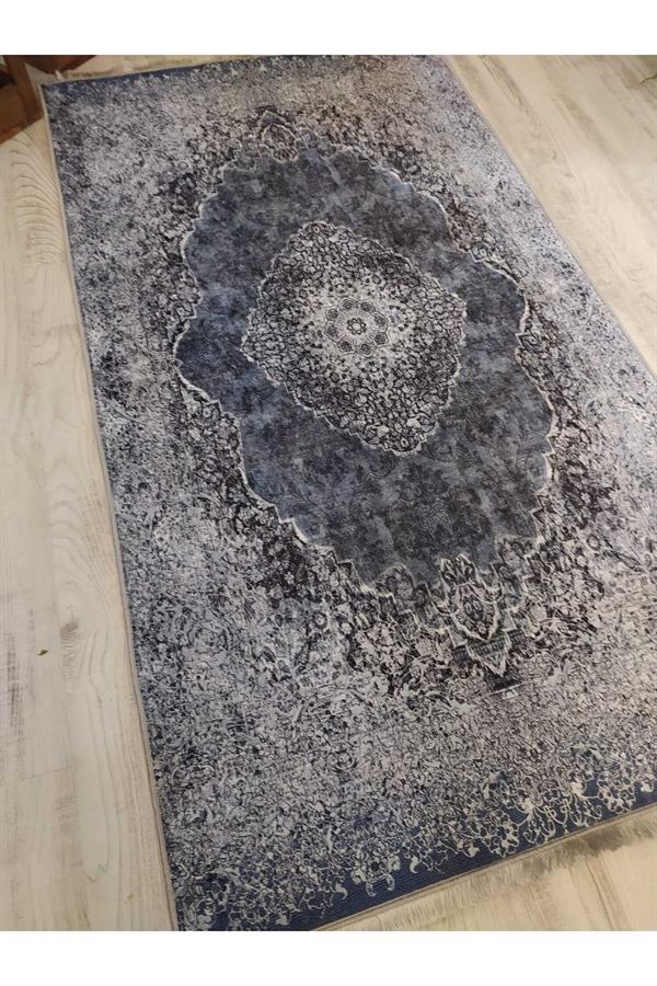 Eskitme Zeminli Modern Klasik Desenli Kaymaz Taban Yıkanır Leke Tutmaz Dokuma Taban Halı Drk8031-4