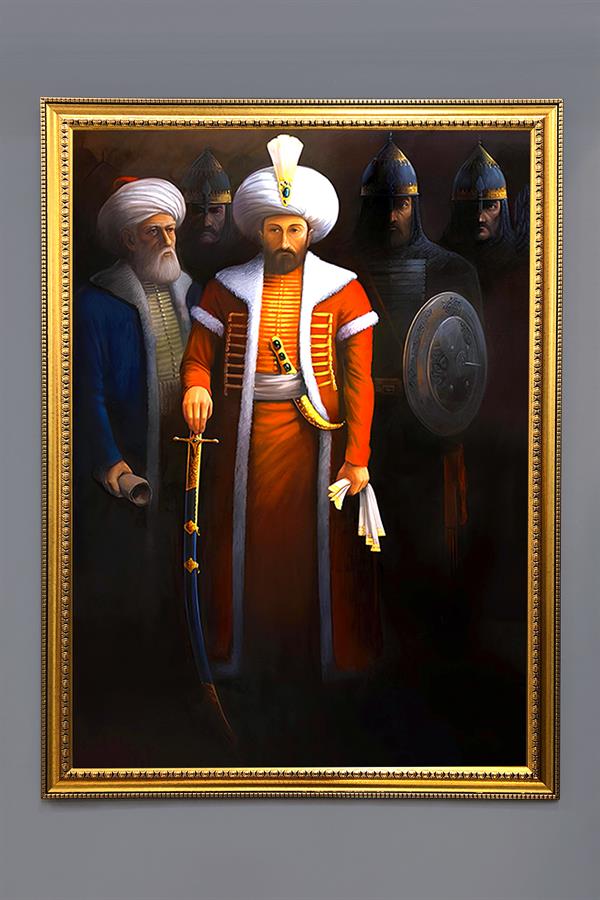 Fatih Sultan Mehmet Han Desenli Çerçeveli Tablo Duvar Tablosu 50x70cm ORYNTL12