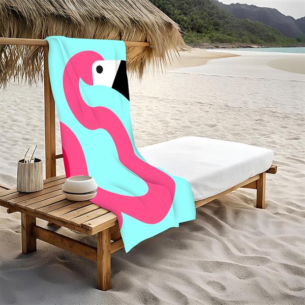 Flamingo Desenli Plaj Deniz Havlusu Peştemal 80x160 CM VTA33