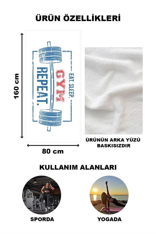 Gym Halter Fitness Desenli Spor Havlusu Fitness Havlusu 80x160 SPR02