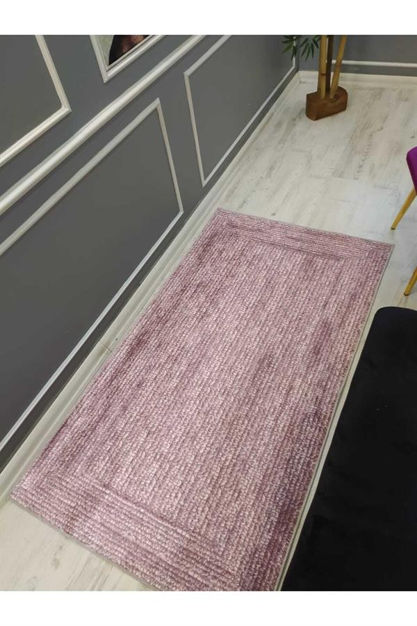 Hasır Görünümlü Desenli Kaymaz Tabanlı Yıkanabilir Leke Tutmaz Dokuma Taban Halı Drk8067-4