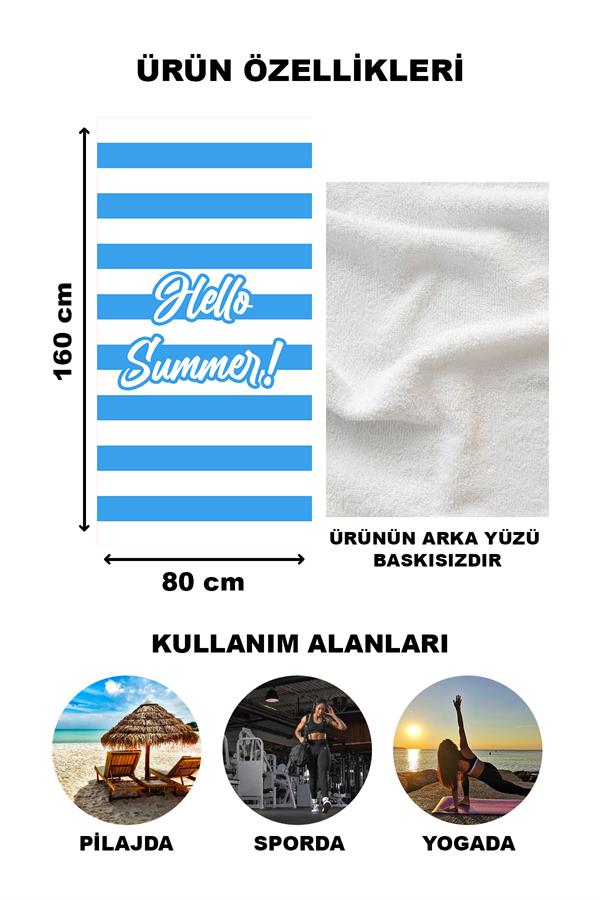 Hello Summer Şerit Desenli Plaj Deniz Havlusu Peştemal 80x160 CM SPC07