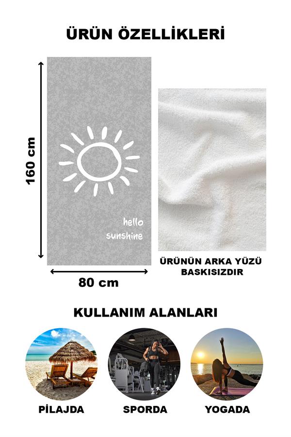 Hello Sunshine Yazılı Plaj Deniz Havlusu Dijital Baskı Peştamal 80x160 CM HSS05
