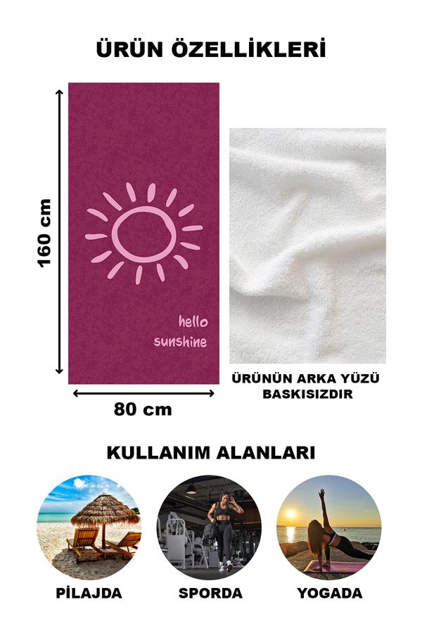 Hello Sunshine Yazılı Plaj Deniz Havlusu Dijital Baskı Peştamal 80x160 CM HSS01