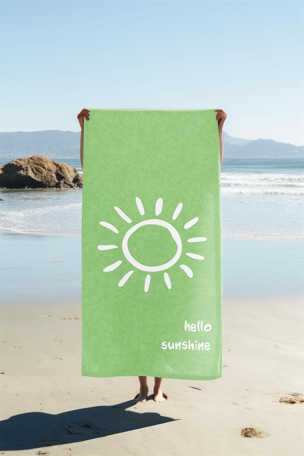 Hello Sunshine Yazılı Plaj Deniz Havlusu Dijital Baskı Peştamal 80x160 CM HSS04