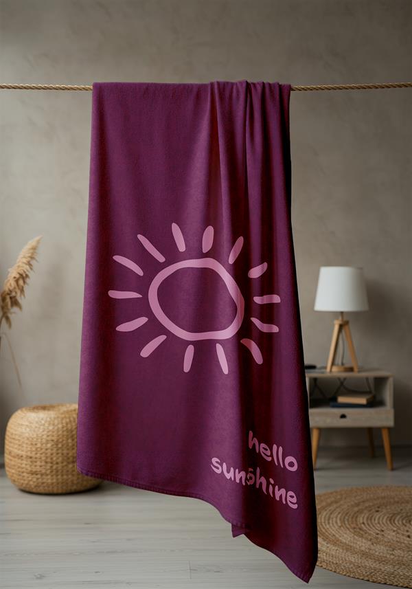 Hello Sunshine Yazılı Plaj Deniz Havlusu Dijital Baskı Peştamal 80x160 CM HSS01