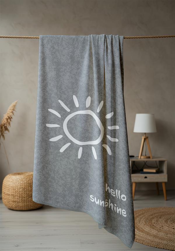 Hello Sunshine Yazılı Plaj Deniz Havlusu Dijital Baskı Peştamal 80x160 CM HSS05