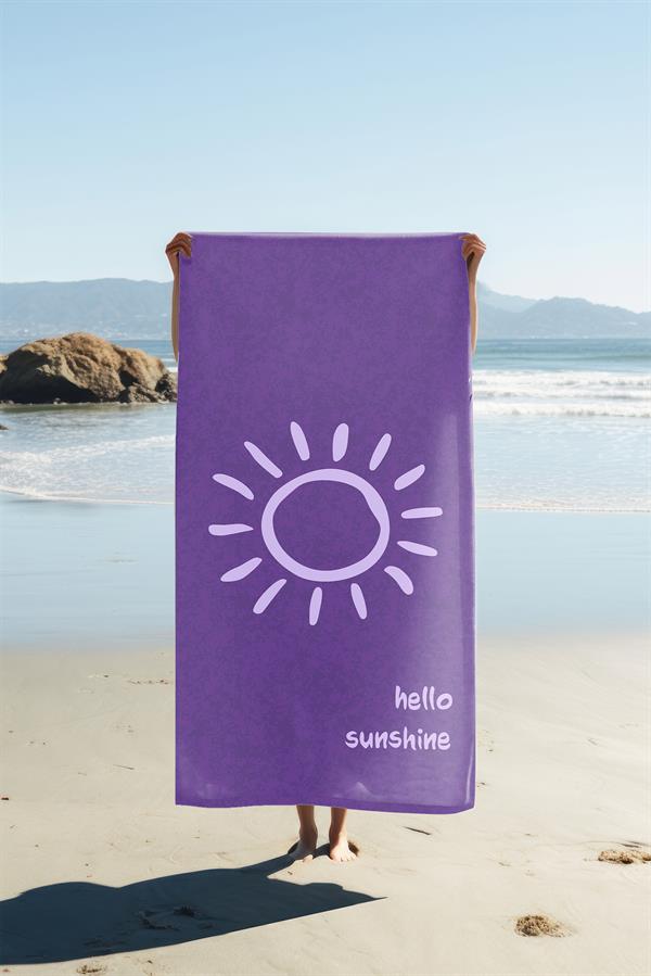 Hello Sunshine Yazılı Plaj Deniz Havlusu Dijital Baskı Peştamal 80x160 CM HSS02