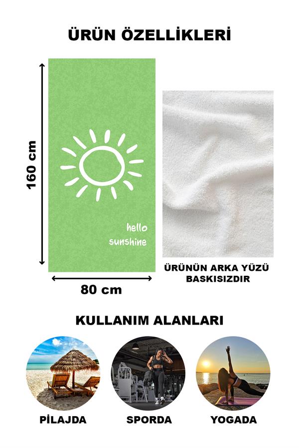 Hello Sunshine Yazılı Plaj Deniz Havlusu Dijital Baskı Peştamal 80x160 CM HSS04