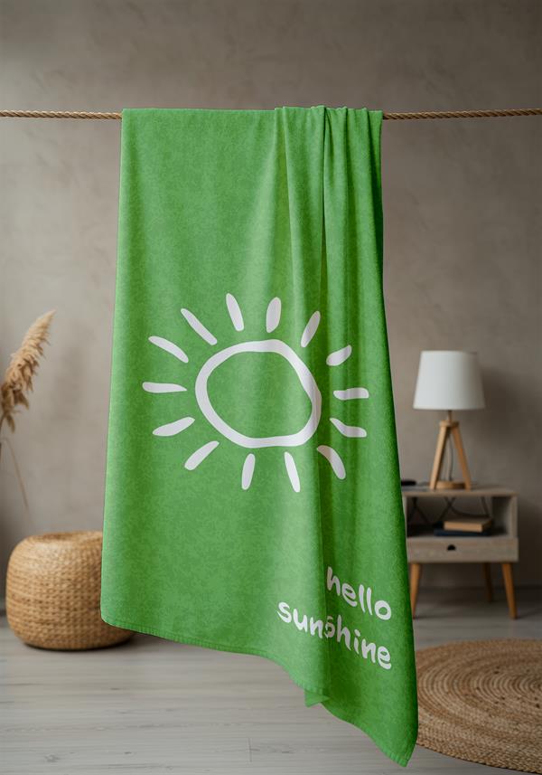 Hello Sunshine Yazılı Plaj Deniz Havlusu Dijital Baskı Peştamal 80x160 CM HSS04