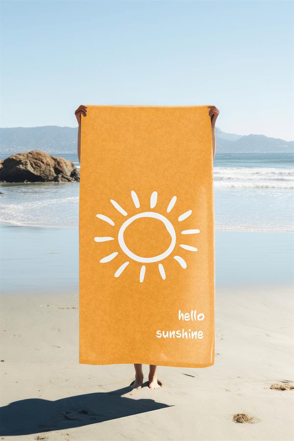 Hello Sunshine Yazılı Plaj Deniz Havlusu Dijital Baskı Peştamal 80x160 CM HSS03