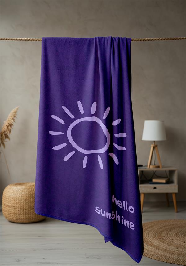 Hello Sunshine Yazılı Plaj Deniz Havlusu Dijital Baskı Peştamal 80x160 CM HSS02