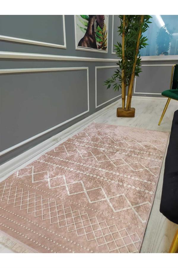 Iskandinav Desenli Kaymaz Taban Yıkanabilir Leke Tutmaz Dokuma Taban Halı Drk-8011-1