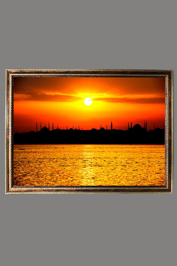 İstanbul Gün Batımı Manzara Desenli Çerçeveli Duvar Tablosu 50x70cm İstanbul09