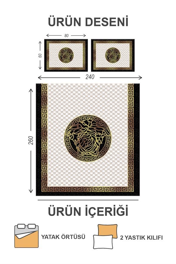 Kapitoneli Pamuk Dolgulu Kadife Kumaş Modern Desenli Premium Kalite Yatak Örtüsü Seti