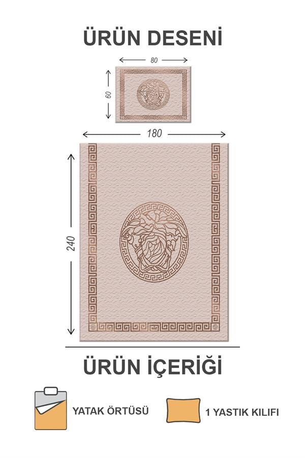 Kapitoneli Pamuk Dolgulu Kadife Kumaş Modern Desenli Premium Kalite Yatak Örtüsü Seti