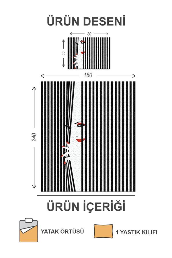 Kapitoneli Pamuk Dolgulu Kadife Kumaş Modern Desenli Premium Kalite Yatak Örtüsü Seti