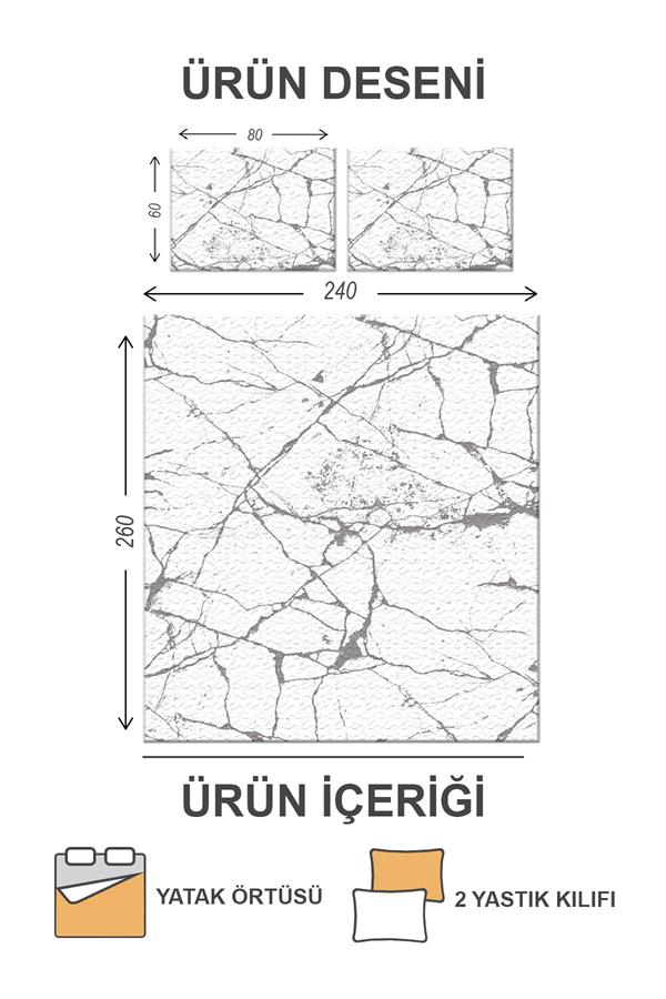 Kapitoneli Pamuk Dolgulu Kadife Kumaş Modern Desenli Premium Kalite Yatak Örtüsü Seti