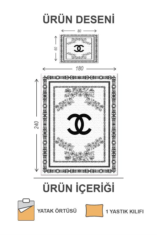 Kapitoneli Pamuk Dolgulu Kadife Kumaş Modern Desenli Premium Kalite Yatak Örtüsü Seti
