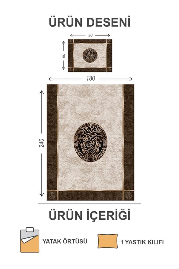 Kapitoneli Pamuk Dolgulu Kadife Kumaş Modern Desenli Premium Kalite Yatak Örtüsü Seti