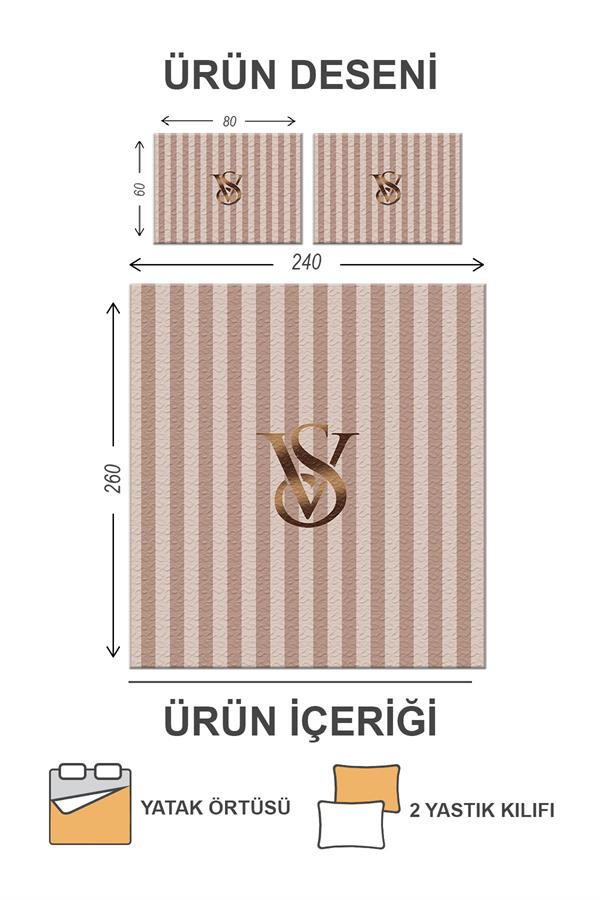 Kapitoneli Pamuk Dolgulu Kadife Kumaş Modern Desenli Premium Kalite Yatak Örtüsü Seti